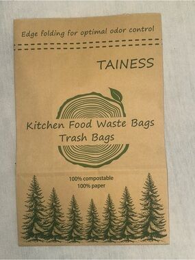 Tainess 43pk Compostable Paper Kitchen Food Waste Trash Bags Leak Proof